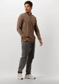 bruine selected homme trui slhberg half zip cardigan noos