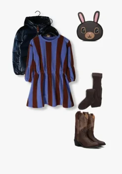 bruine sproet & sprout mini jurk dress terry stripes