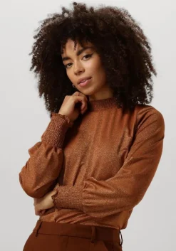 bruine summum top smocked top fine lurex jersey