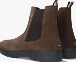 bruine tommy hilfiger chelsea boots classic hilfiger suede chelsea