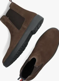 bruine tommy hilfiger chelsea boots classic hilfiger suede chelsea