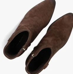 bruine tommy hilfiger enkellaarsjes th suede pointy zip bootie