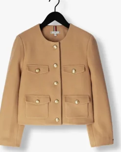 bruine tommy hilfiger jack crop wool gold button jacket