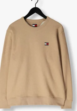 bruine tommy jeans trui tjm reg bagde crew ext