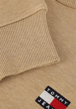 bruine tommy jeans trui tjm reg bagde crew ext
