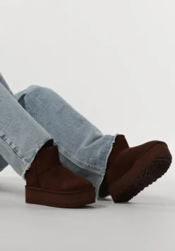bruine ugg vachtlaarzen w classic mini platform