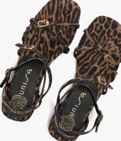 bruine unisa platte sandalen chisun