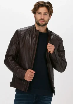 bruine vanguard leren jas short jacket sheep veg oily