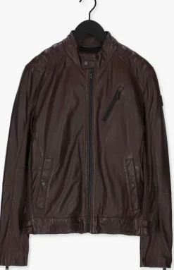 bruine vanguard leren jas short jacket sheep veg oily