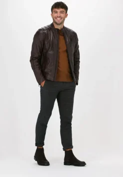 bruine vanguard leren jas short jacket sheep veg oily