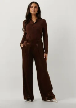 bruine vanilia pantalon satin pleated w