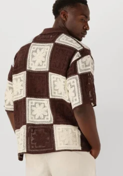 bruine woodbird casual overhemd wbbanks crochet knit
