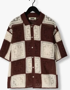 bruine woodbird casual overhemd wbbanks crochet knit