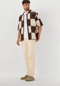 bruine woodbird casual overhemd wbbanks crochet knit