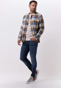 camel cast iron overshirt long sleeve shirt big yarn dyed check regular fit