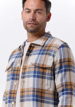 camel cast iron overshirt long sleeve shirt big yarn dyed check regular fit