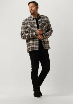 camel colourful rebel overshirt jack check overshirt