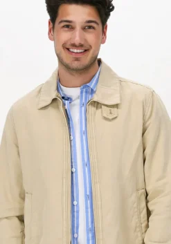 camel scotch & soda jack short garment-dyed cotton-linen jacket