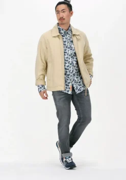 camel scotch & soda jack short garment-dyed cotton-linen jacket