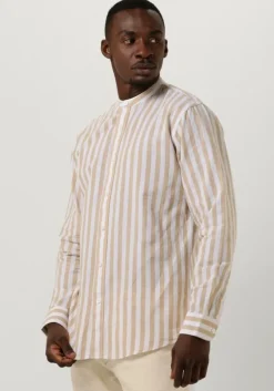 camel selected homme casual overhemd slhslimnew-linen shirt ls band w