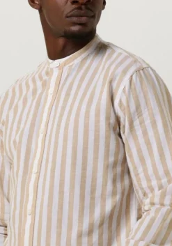 camel selected homme casual overhemd slhslimnew-linen shirt ls band w