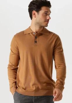 camel selected homme trui slhtray ls knit merino polo