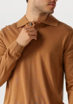 camel selected homme trui slhtray ls knit merino polo