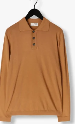 camel selected homme trui slhtray ls knit merino polo