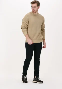 camel tommy hilfiger trui rib texture crew neck
