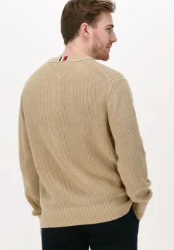 camel tommy hilfiger trui rib texture crew neck