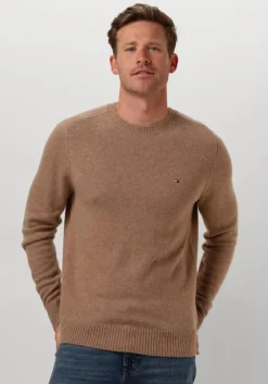 camel tommy hilfiger trui lambswool crew neck