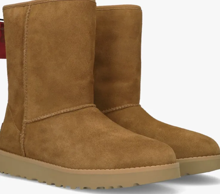 camel ugg vachtlaarzen w classic short logo zip