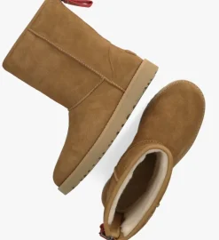 camel ugg vachtlaarzen w classic short logo zip