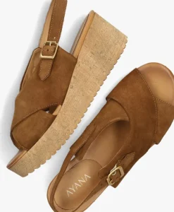 cognac ayana sandalen met hak 722031
