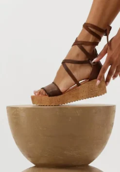 cognac ayana sandalen met hak 722007