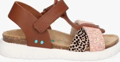 cognac bunniesjr platte sandalen brenda beach