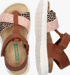 cognac bunniesjr platte sandalen brenda beach