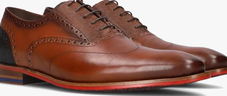 cognac floris van bommel nette schoenen sfm-30229