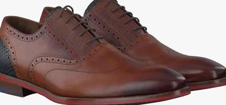 cognac floris van bommel nette schoenen sfm-30229