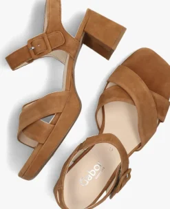 cognac gabor sandalen met hak 953