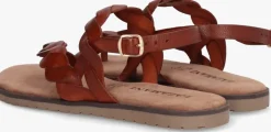 cognac lazamani platte sandalen la75019