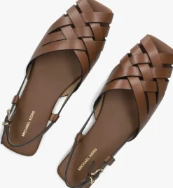 cognac michael kors platte sandalen irene sling flat