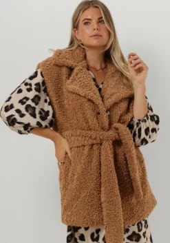 cognac notre-v gilet belted teddy gilet