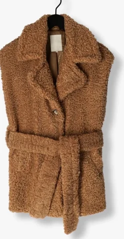 cognac notre-v gilet belted teddy gilet