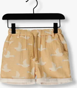 cognac sproet & sprout korte broek muslin shorts goose print