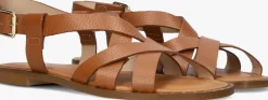 cognac stefano lauran platte sandalen 22757