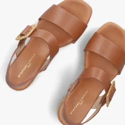 cognac stefano lauran sandalen met hak 24199