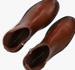 cognac tommy hilfiger enkelboots th logo chelsea