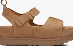 cognac ugg platte sandalen w goldenstar hi