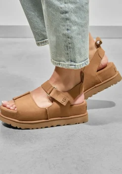 cognac ugg platte sandalen w goldenstar hi